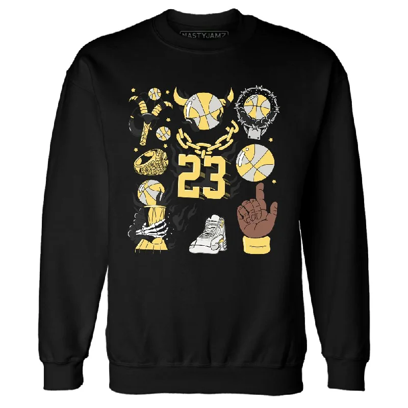 PT Metallic Gold White 12s NastyJamz Sweatshirt Match Neclaces Number 23