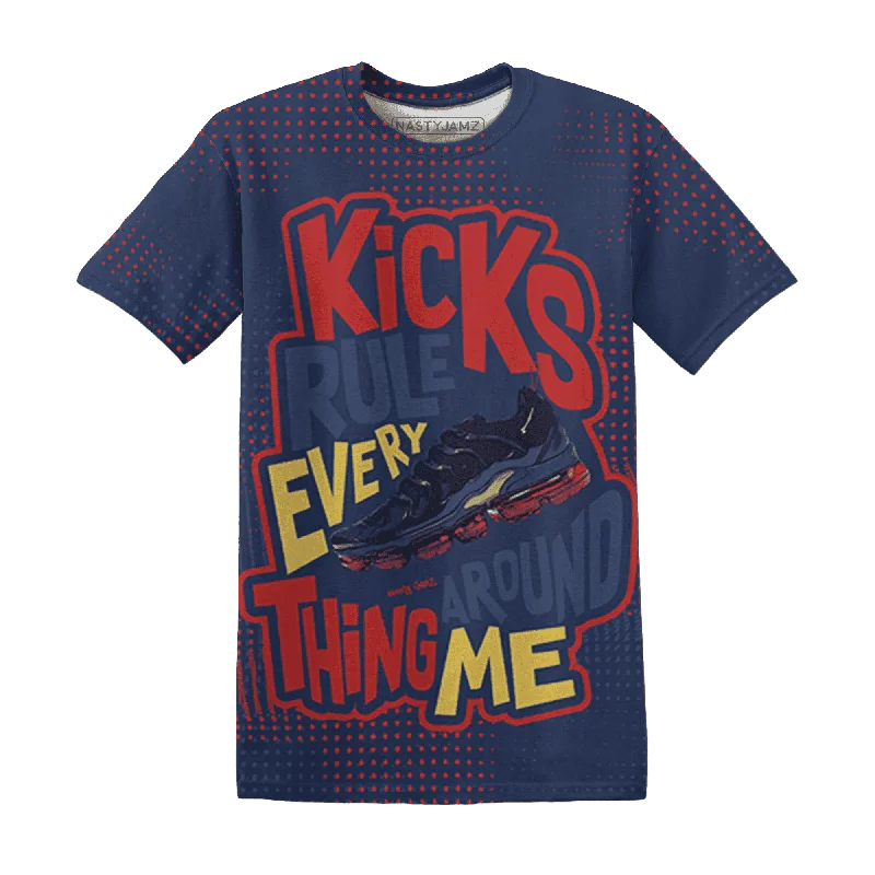Urban Unisex Fashion Outfits NastyJamz VaporMax Plus Midnight Navy Gold Black T-Shirt Match Kicks Rule All-Over Print