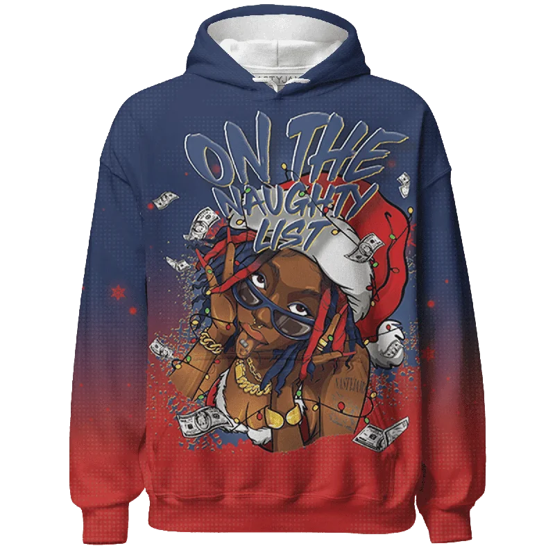 VaporMax Gold Navy Midnight NastyJamz Hoodie Match Xmas Naughty List All-Over Print