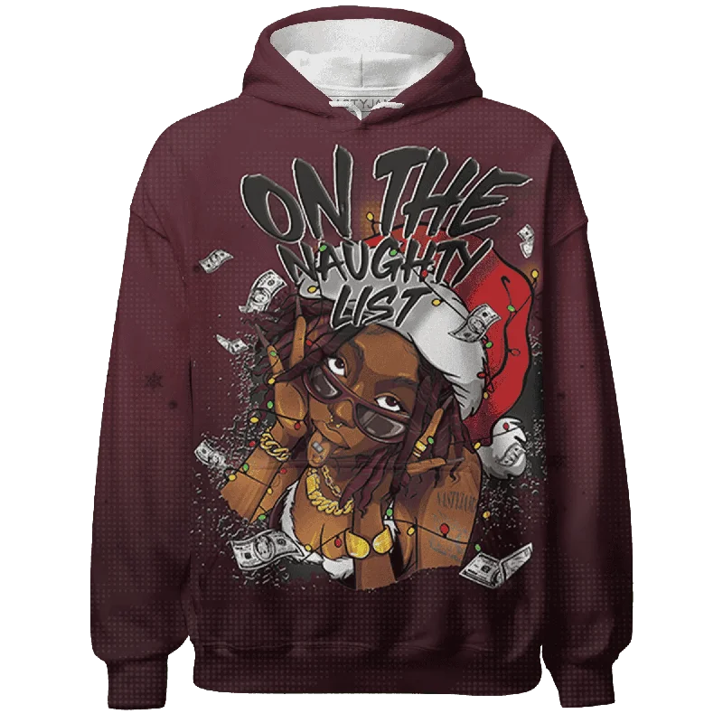 VaporMax Night Maron Burgundy NastyJamz Hoodie Match Xmas Naughty List All-Over Print