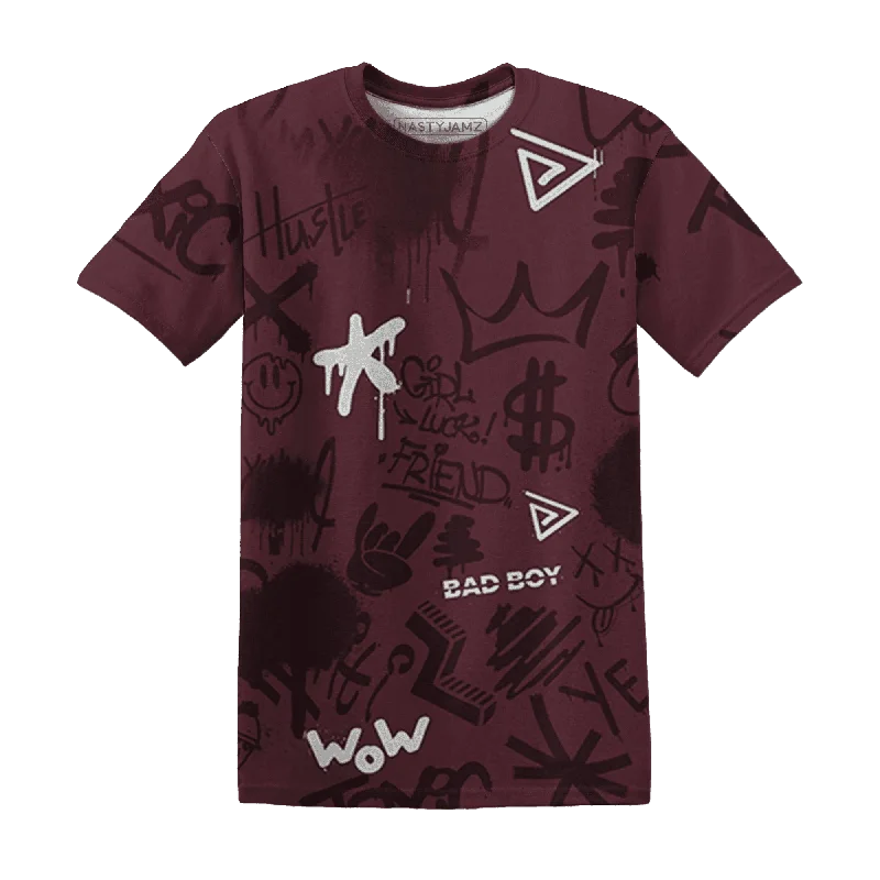 Versatile Gender-Free Wardrobe Essentials NastyJamz VaporMax Night Maron Burgundy T-Shirt Match Graffiti King Doodle Style All-Over Print