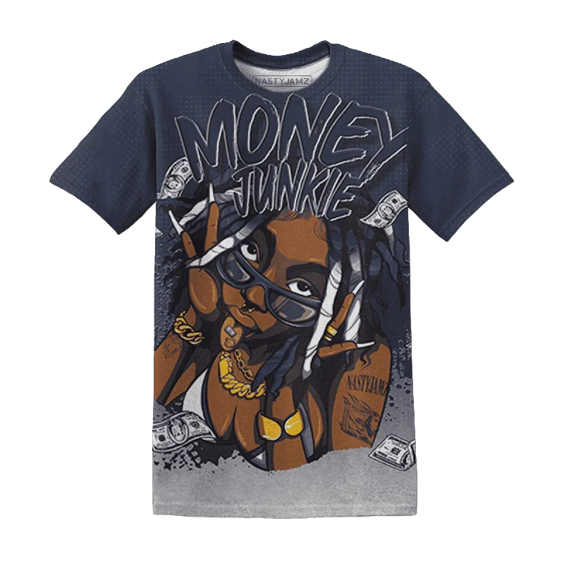 Minimalist Unisex Fashion Essentials VaporMax Plus Midnight Navy White Metallic Silver NastyJamz T-Shirt Match Money Junkie All-Over Print