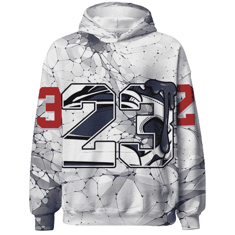 NastyJamz White Navy 6s Hoodie Match 23 Sneaker All-Over Print