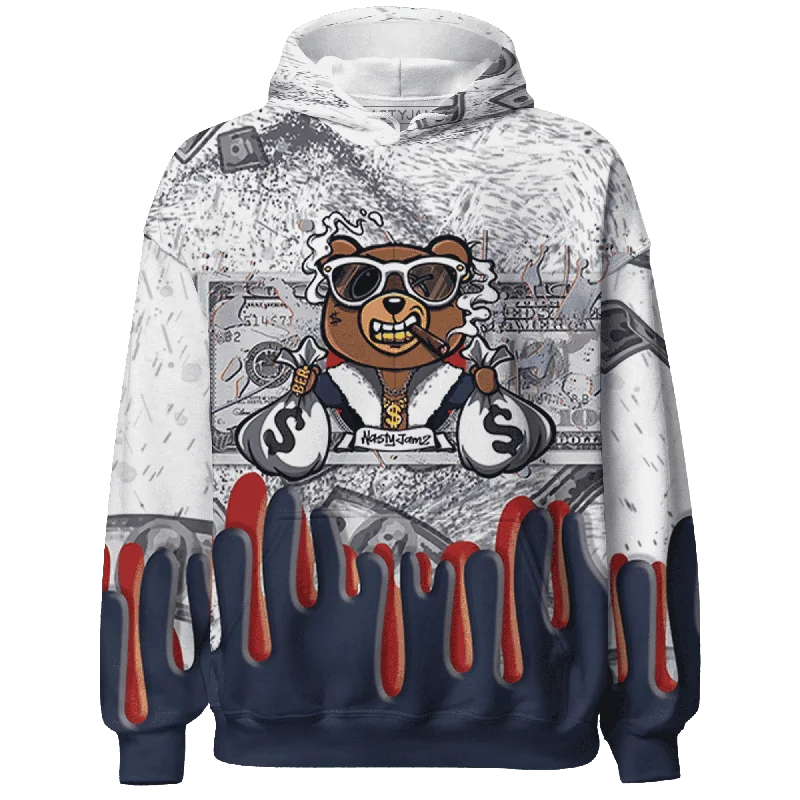 NastyJamz White Navy 6s Hoodie Match BER Dollar All-Over Print