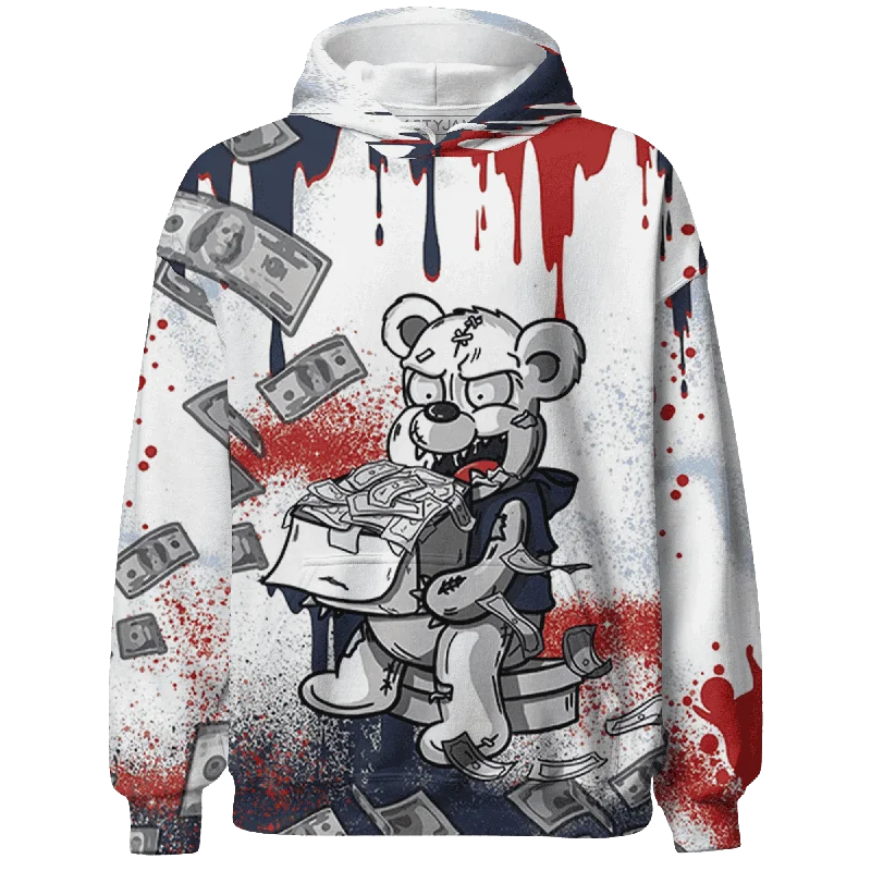 NastyJamz White Navy 6s Hoodie Match Cash Money Splash Paint All-Over Print