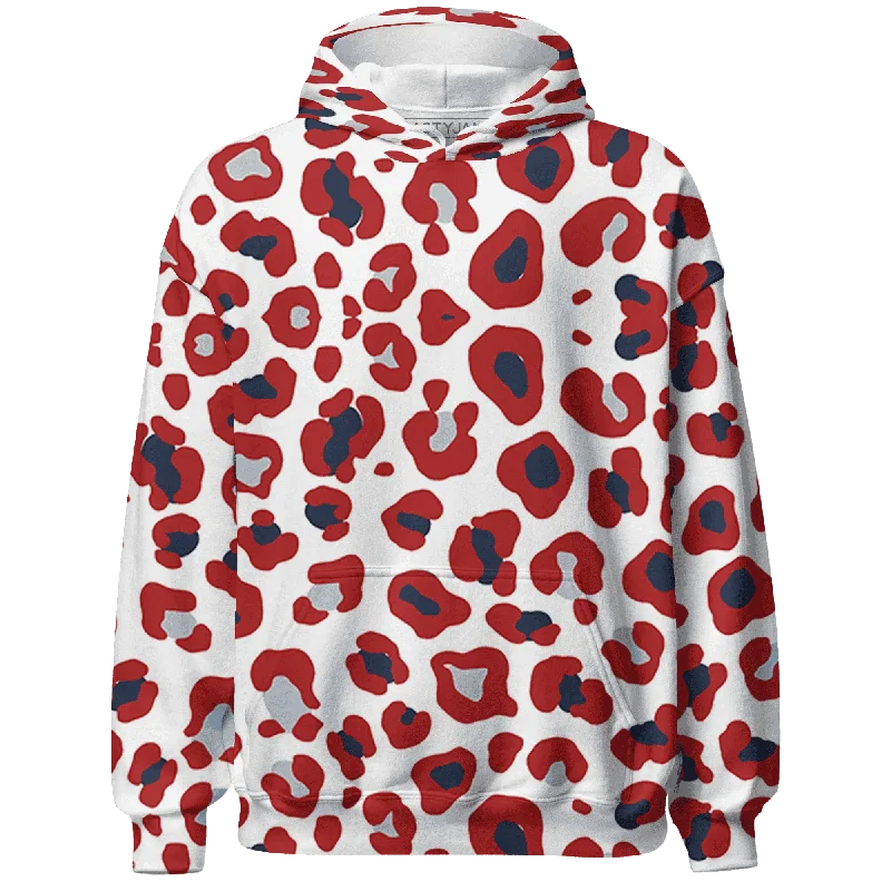 NastyJamz White Navy 6s Hoodie Match Leopard Pattern All-Over Print