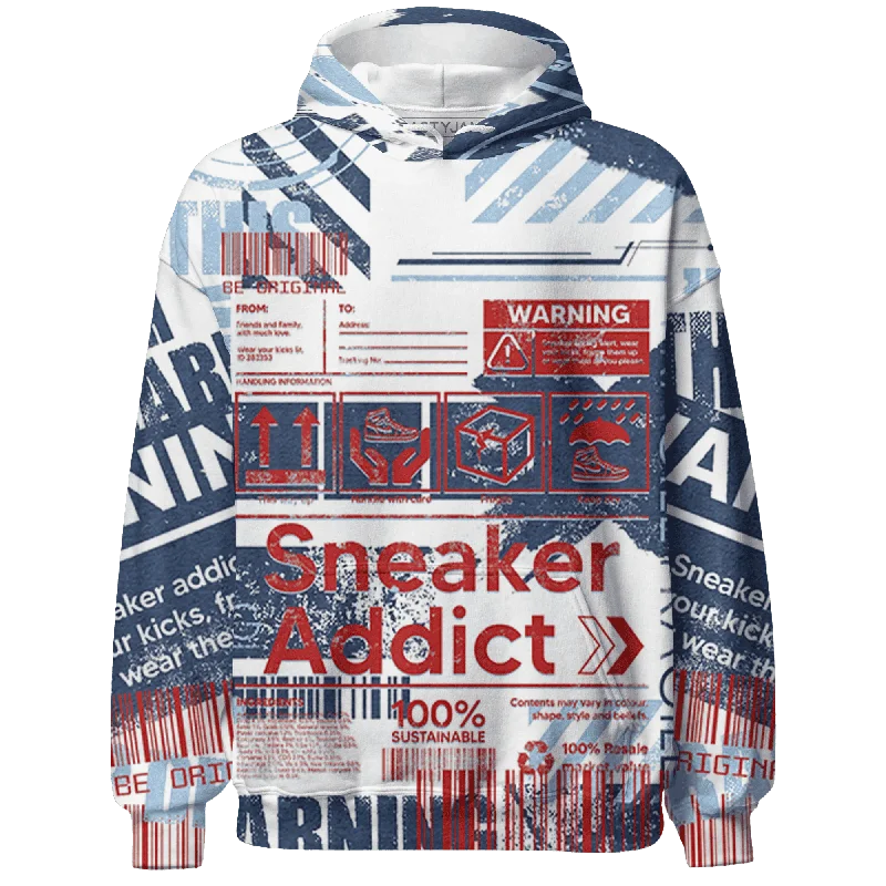 NastyJamz White Navy 6s Hoodie Match Sneaker Addict Warning All-Over Print