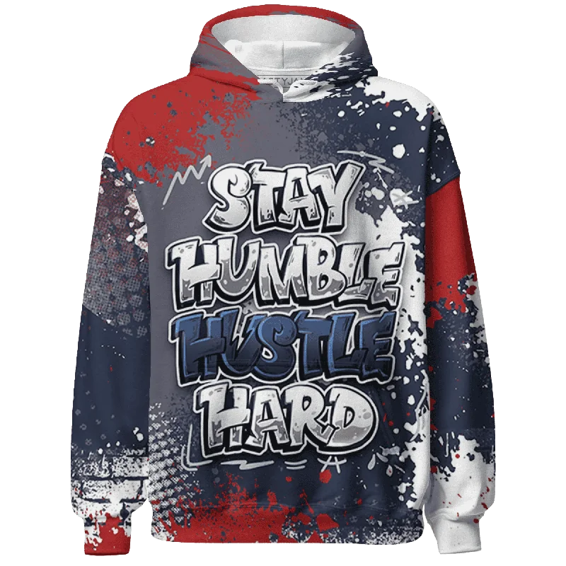 NastyJamz White Navy 6s Hoodie Match Stay Humble Hustle Hard All-Over Print