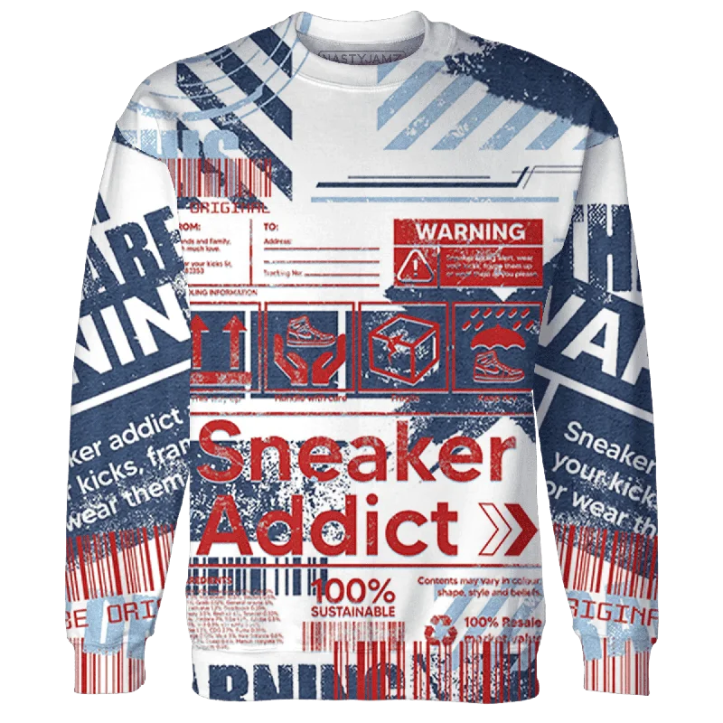 NastyJamz White Navy 6s Sweatshirt Match Sneaker Addict Warning All-Over Print