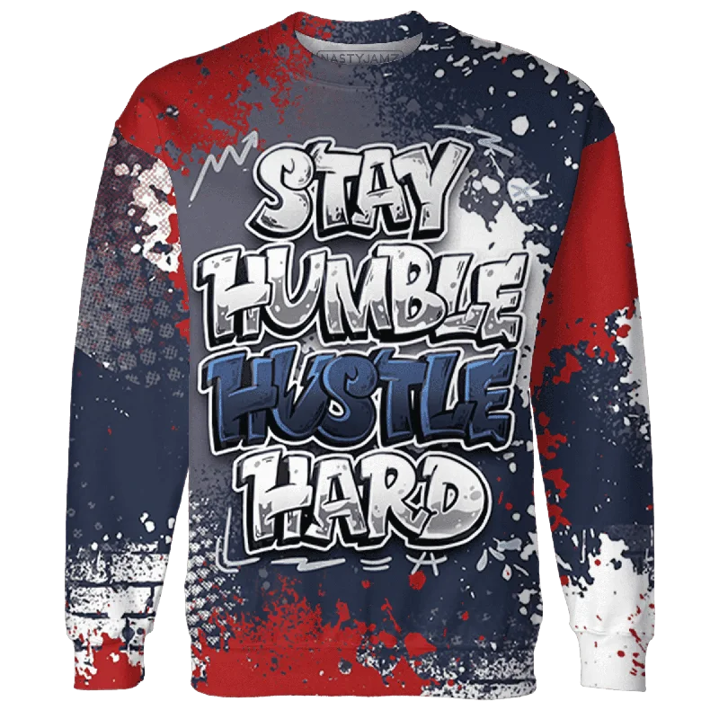 NastyJamz White Navy 6s Sweatshirt Match Stay Humble Hustle Hard All-Over Print