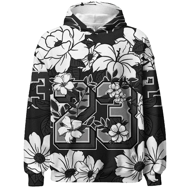 NastyJamz White Thunder 4s Hoodie Match 23 Floral Flower All-Over Print