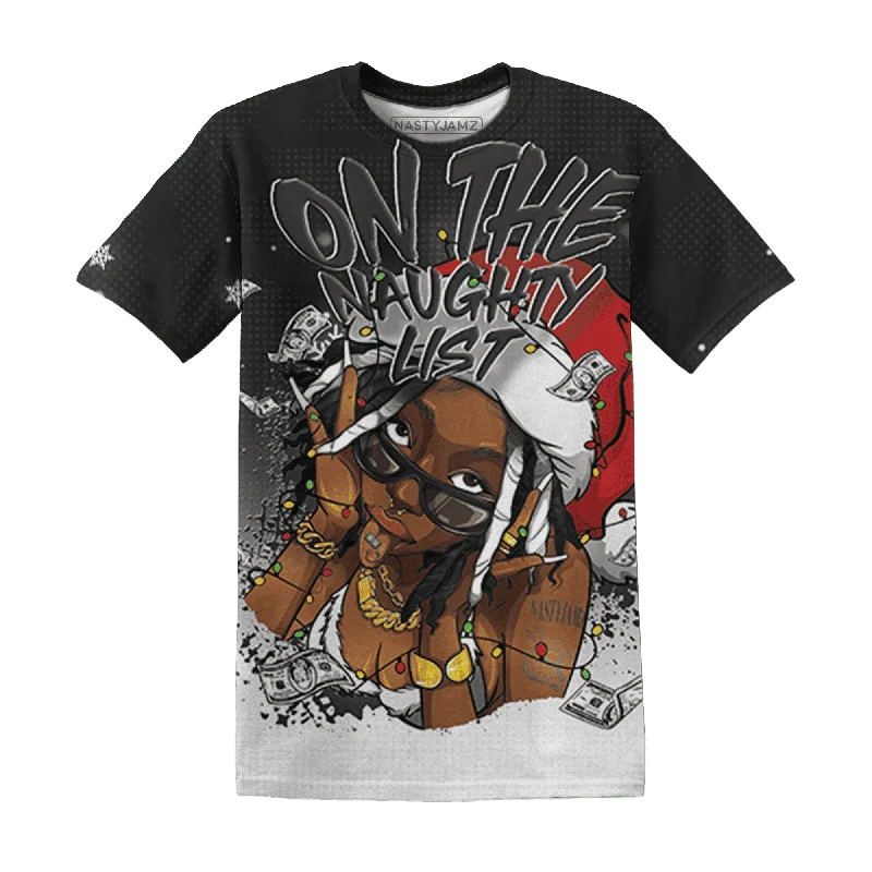 Chic And Contemporary Unisex Clothing Choices White Thunder 4s NastyJamz T-Shirt Match Xmas Naughty List All-Over Print
