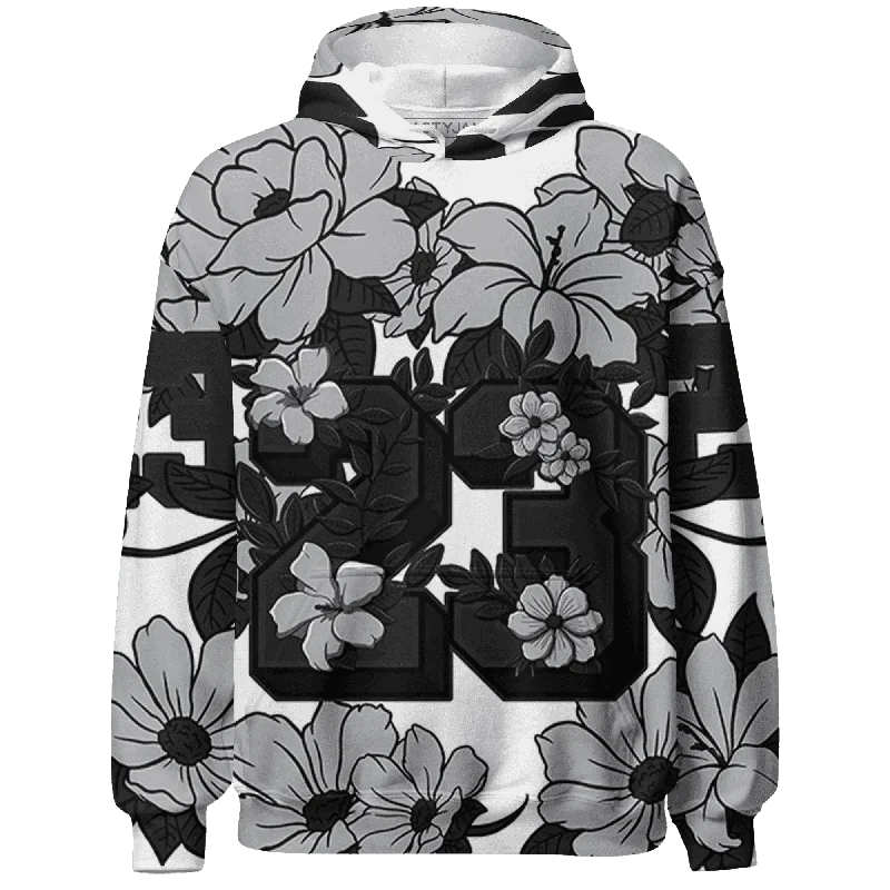 NastyJamz Wolf Grey 1s Hoodie Match 23 Floral Flower All-Over Print