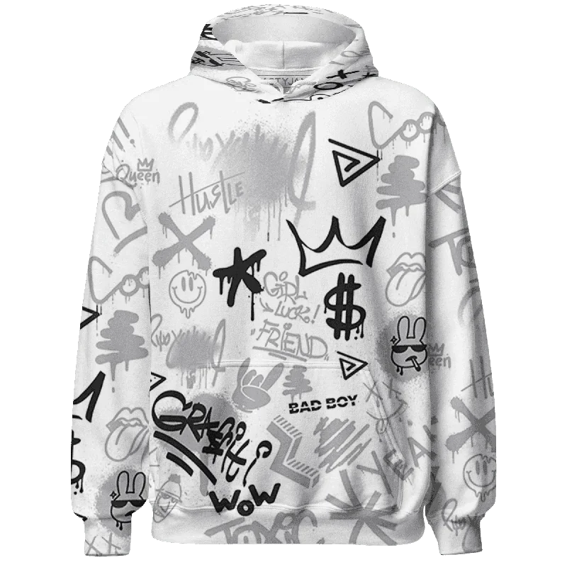 NastyJamz Wolf Grey 1s Hoodie Match Graffiti King Doodle Style All-Over Print