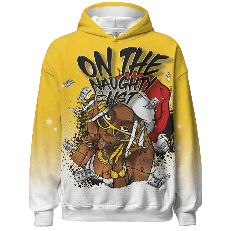 Yellow Ochre 6s NastyJamz Hoodie Match Xmas Naughty List All-Over Print